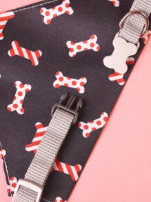 Supet 1入組骨圖案寵物方巾 - 黑色 - 查看 5