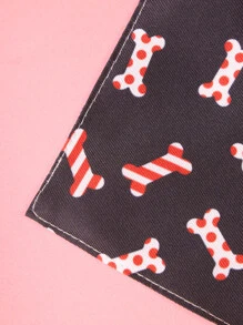 Supet 1入組骨圖案寵物方巾 - 黑色 - 查看 6