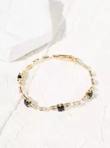 Cubic Zirconia Decor Bracelet - Multicolor - View 3