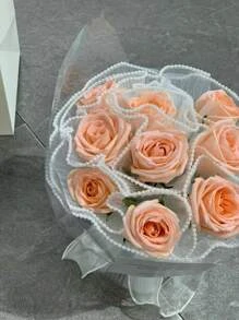 Màu Trắng Tặng Gạc, Sang Trọng Polyester Ngọc Trai Giả Trang Trí Dây Tóc Gạc Cho Đảng - trắng - Xem 5