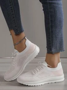 Giày thể thao nữ lưới thoáng khí, thoải mái cho mọi mùa - trắng - Xem 2