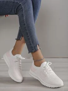 Giày thể thao nữ lưới thoáng khí, thoải mái cho mọi mùa - trắng - Xem 3