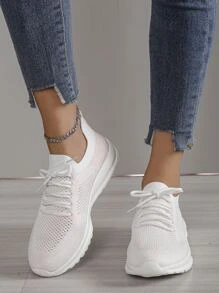 Giày thể thao nữ lưới thoáng khí, thoải mái cho mọi mùa - trắng - Xem 5