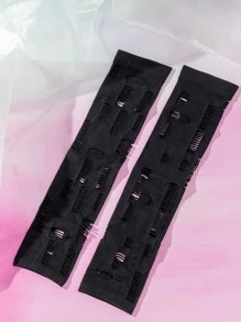 Hollow Out Long Fingerless Gloves - Black - View 2