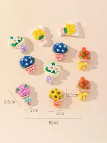 10pcs/set Random Flower DIY Jewelry Accessory - Multicolor - View 3