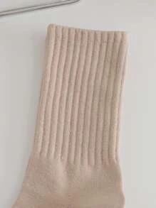 男士素色中筒襪 - 卡其色 - 查看 2