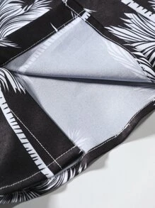 Manfinity RSRT Men Tropical Print Shirt & Drawstring Waist Shorts Without Tee, Cozy Outfits - Black - View 5