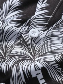 Manfinity RSRT Men Tropical Print Shirt & Drawstring Waist Shorts Without Tee, Cozy Outfits - Black - View 7