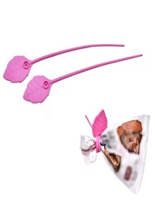 2入組矽膠袋紮帶粉色葉形固定廚房食品袋口