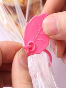 2入組矽膠袋紮帶粉色葉形固定廚房食品袋口