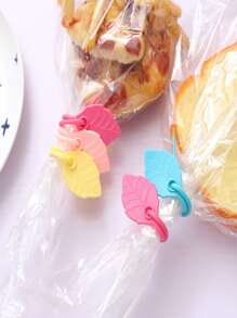 2入組矽膠袋紮帶粉色葉形固定廚房食品袋口