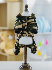 1 Miếng Màu xanh lá Camo Thú cưng Bốn chân Lông cừu áo Đối với Mèo Và Chó , Thích hợp Đối với Mặc hàng ngày - Nhiều màu - Xem 2