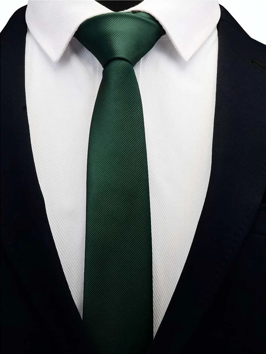 1pc 6cm Men's Classic Dark Green Necktie Solid Color Tie Casual - Green - View 1