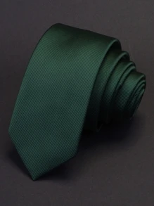 1pc 6cm Men's Classic Dark Green Necktie Solid Color Tie Casual - Green - View 2