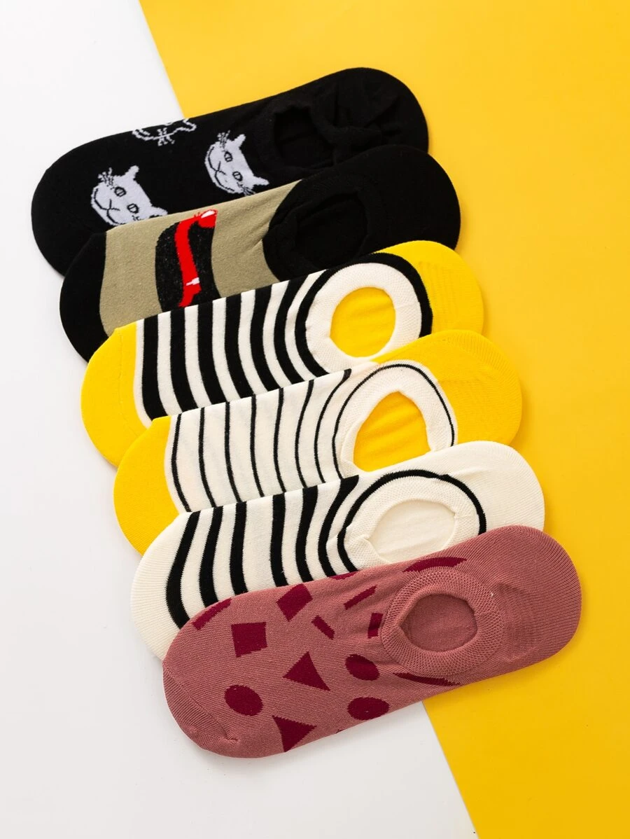 Hombres 6 pares Calcetines de rayas - Multicolor - Ver 1