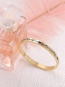 Heartbeat & Heart Detail Bangle - Yellow Gold - View 1