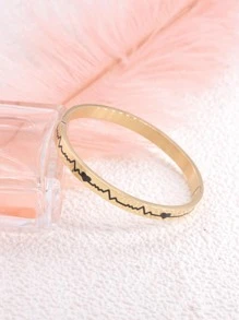 Heartbeat & Heart Detail Bangle - Yellow Gold - View 2