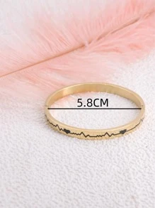 Heartbeat & Heart Detail Bangle - Yellow Gold - View 3