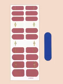 1张闪亮美甲贴纸和1个指甲锉，DIY美甲贴纸 - 彩色 - 查看 2