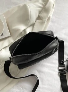 Mini Quilted Metal Decor Square Bag With Coin Purse - Black - View 4