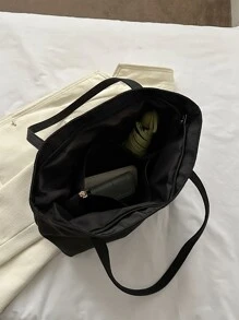 Túi mua sắm trang trí chữ thêu nhẹ, giản dị, công sở, quà tặng Ngày của Mẹ cho mẹ dành cho các bé gái tuổi teen, nữ sinh viên đại học, tân binh và nhân viên văn phòng, hoàn hảo cho văn phòng, sức chứa lớn, hoàn hảo cho sách, mua sắm, trở lại trường và nhiều hơn nữa, cặp sách văn học dành cho thanh thiếu niên, đồ dùng học tập, túi xách đi học, túi tote đi học, cặp sách đi học, cặp trở lại trường, không thấm nước, có thể gập lại, giản dị cổ điển, phù hợp cho các bé gái tuổi teen, nữ sinh viên đại học, hoàn hảo cho trở lại trường, ngày đầu tiên đi học - màu đen - Xem 4