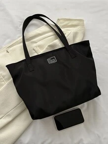 Túi mua sắm trang trí chữ thêu nhẹ, giản dị, công sở, quà tặng Ngày của Mẹ cho mẹ dành cho các bé gái tuổi teen, nữ sinh viên đại học, tân binh và nhân viên văn phòng, hoàn hảo cho văn phòng, sức chứa lớn, hoàn hảo cho sách, mua sắm, trở lại trường và nhiều hơn nữa, cặp sách văn học dành cho thanh thiếu niên, đồ dùng học tập, túi xách đi học, túi tote đi học, cặp sách đi học, cặp trở lại trường, không thấm nước, có thể gập lại, giản dị cổ điển, phù hợp cho các bé gái tuổi teen, nữ sinh viên đại học, hoàn hảo cho trở lại trường, ngày đầu tiên đi học - màu đen - Xem 5