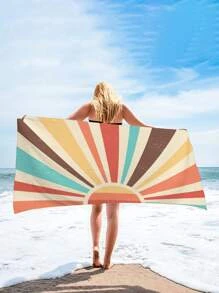 1入組幾何樣式海灘現代超細纖維矩形旅行沙灘巾適用於夏天