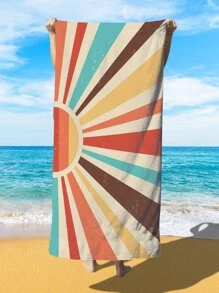 1入組幾何樣式海灘現代超細纖維矩形旅行沙灘巾適用於夏天