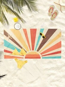 1入組幾何樣式海灘現代超細纖維矩形旅行沙灘巾適用於夏天