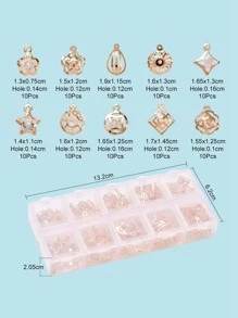 1盒100入組10款挂件電鍍鐵吊飾帶水晶水鑽混合形狀隨機水鑽裝飾星星和心形DIY吊墜