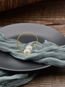 4个优雅家居装饰餐巾环，珍珠餐巾环，适用于婚礼宴会 - 查看 2