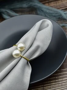 4个优雅家居装饰餐巾环，珍珠餐巾环，适用于婚礼宴会 - 查看 3