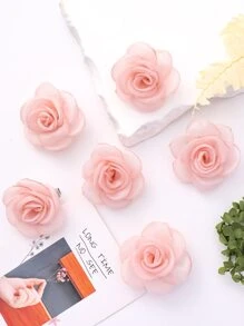 6个花朵装饰发夹，可爱粉色配饰，情人节饰品，爪夹，发卡，发夹 - 粉色 - 查看 1