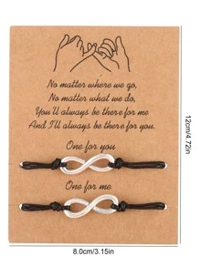 2入組/套情侶無窮象徵裝飾手環 - 黑色 - 查看 4