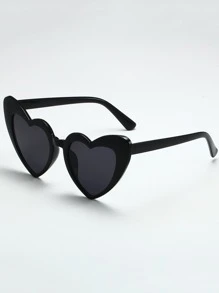 Cute One Pair Of Women PC Lens Y2K Style Heart Shaped Fashionable Fashion Glasses With Decoration, Suitable For Daily Wear, Traveling, Playing And Festival Parties. For Summer Beach Vacation,Outdoor,Travel - Black - View 1