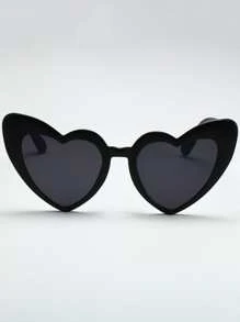 Cute One Pair Of Women PC Lens Y2K Style Heart Shaped Fashionable Fashion Glasses With Decoration, Suitable For Daily Wear, Traveling, Playing And Festival Parties. For Summer Beach Vacation,Outdoor,Travel - Black - View 2
