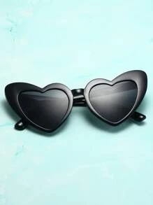 Cute One Pair Of Women PC Lens Y2K Style Heart Shaped Fashionable Fashion Glasses With Decoration, Suitable For Daily Wear, Traveling, Playing And Festival Parties. For Summer Beach Vacation,Outdoor,Travel - Black - View 5