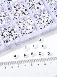 1200pcs/set Letter Detail Bead DIY Jewelry Accessory - Black and White - View 2