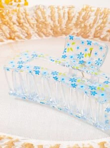Floral Pattern Square Design Hair Claw - Multicolor - View 4
