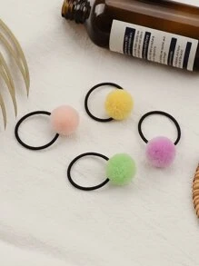 10入組絨球裝飾髮圈 - 彩色 - 查看 3