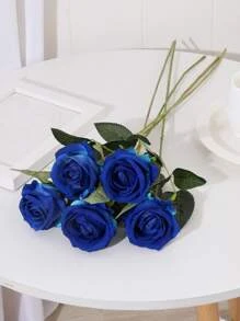 1/2 Hoa Hồng Nhân Tạo Để Trang Trí Tiệc Cưới - Xanh đậm - Xem 1