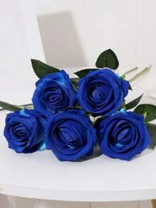 1/2 Hoa Hồng Nhân Tạo Để Trang Trí Tiệc Cưới - Xanh đậm - Xem 3