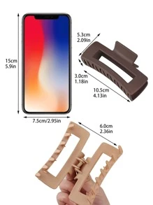 2pcs Rectangle Hair Claw - Multicolor - View 4