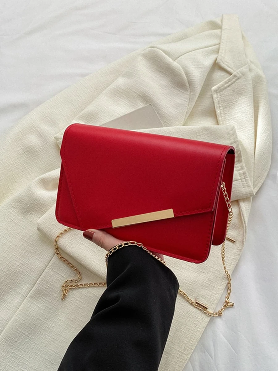 Metal Detail Flap Chain Square Bag