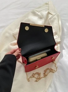 Metal Detail Flap Chain Square Bag