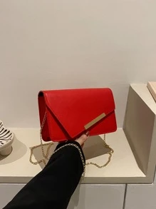 Metal Detail Flap Chain Square Bag