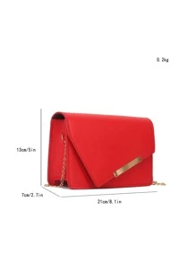 Metal Detail Flap Chain Square Bag