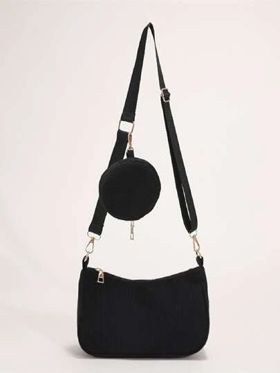 حقيبة هوبو بتصميم بسيط مع محفظة عملات ،حقيبة نسائية بحجم صغير