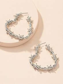 Thorn Detail Heart Shaped Cuff Hoop Earrings Heart Shaped Hoop Earrings