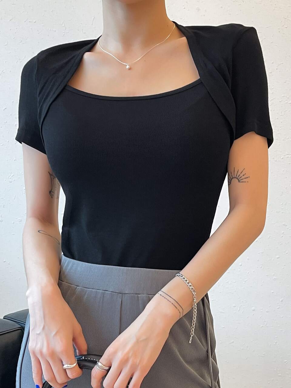 Solid Square Neck Tee